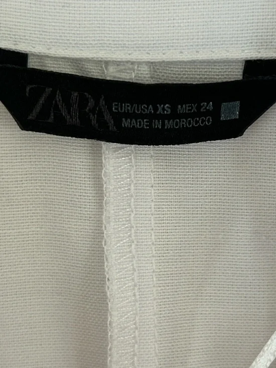 NWOT Zara White Button-Front Tie-Waist Shirt - Picture 8 of 11